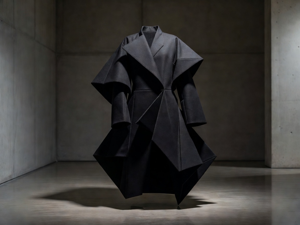 Editorial photograph of a sculptural garment silhouette representing Antwerp's avant-garde fashion tradition