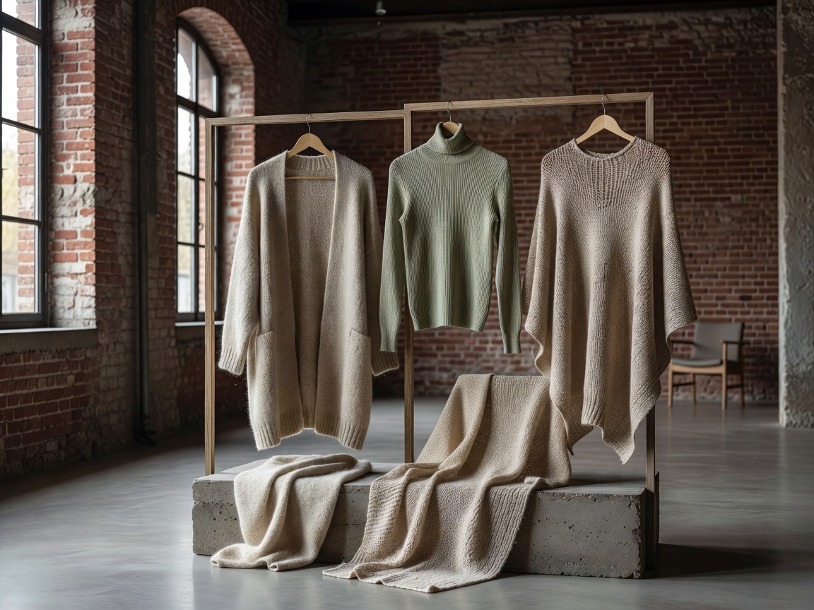 Natural fibre knitwear representing sustainable contemporary Belgian fashion